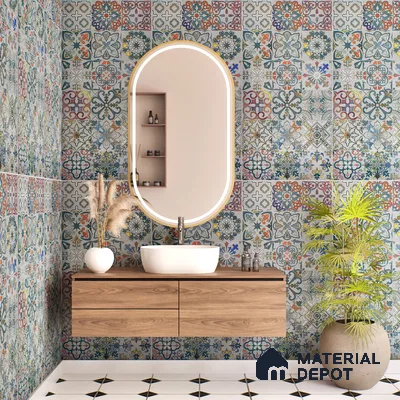 Moroccan Wall Tile TL 06402 J Nebula Grey Decor 4 ft x 2 ft Vitrified Matte Finish - 9 mm | Suitable for Living Room, Bedroom & Bathroom (Sample)