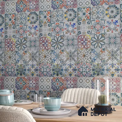 Moroccan Wall Tile TL 06402 J Nebula Grey Decor 4 ft x 2 ft Vitrified Matte Finish - 9 mm | Suitable for Living Room, Bedroom & Bathroom (Sample)