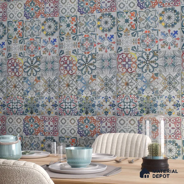 Moroccan Wall Tile TL 06402 J Nebula Grey Decor 4 ft x 2 ft Vitrified Matte Finish - 9 mm | Suitable for Living Room, Bedroom & Bathroom (Sample)