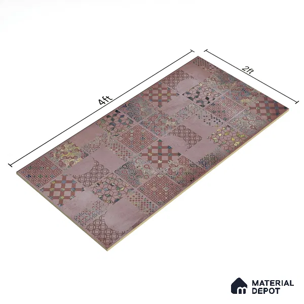 Moroccan Wall Tile TL 06402 K Nebula Purple Decor 4 ft x 2 ft Vitrified Matte Finish - 9 mm | Suitable for Living Room, Bedroom & Bathroom