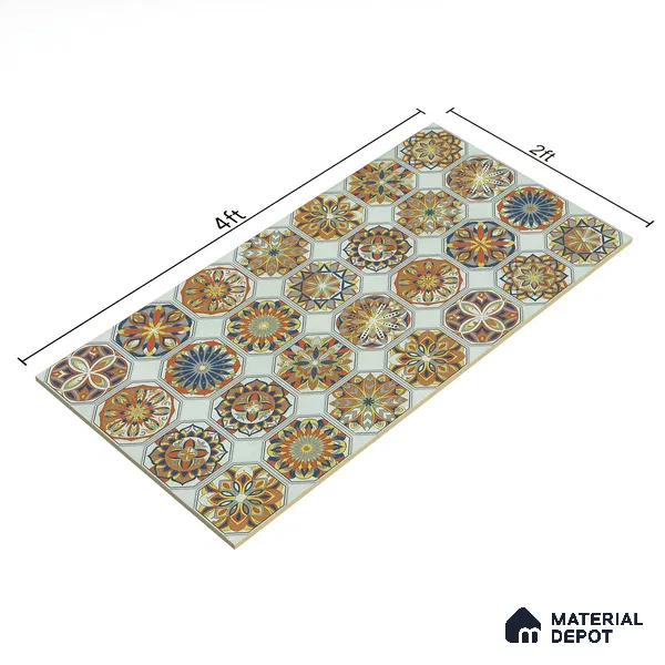 Moroccan Wall Tile TL 06402 L Nebula Verde Decor 4 ft x 2 ft Vitrified Matte Finish - 9 mm | Suitable for Living Room, Bedroom & Bathroom