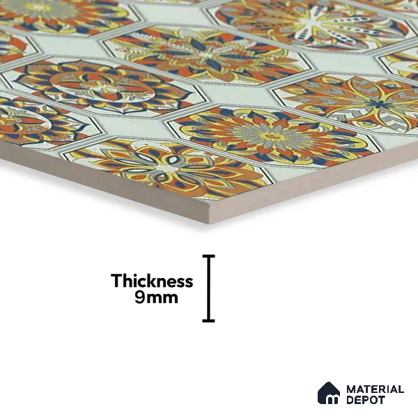 Moroccan Wall Tile TL 06402 L Nebula Verde Decor 4 ft x 2 ft Vitrified Matte Finish - 9 mm | Suitable for Living Room, Bedroom & Bathroom