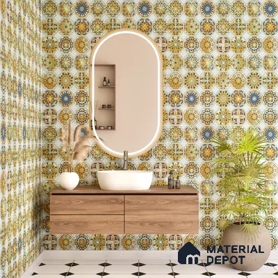 Moroccan Wall Tile TL 06402 L Nebula Verde Decor 4 ft x 2 ft Vitrified Matte Finish - 9 mm | Suitable for Living Room, Bedroom & Bathroom
