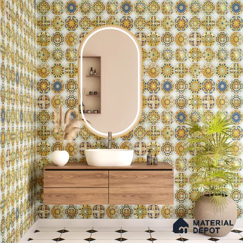 Moroccan Wall Tile TL 06402 L Nebula Verde Decor 4 ft x 2 ft Vitrified Matte Finish - 9 mm | Suitable for Living Room, Bedroom & Bathroom