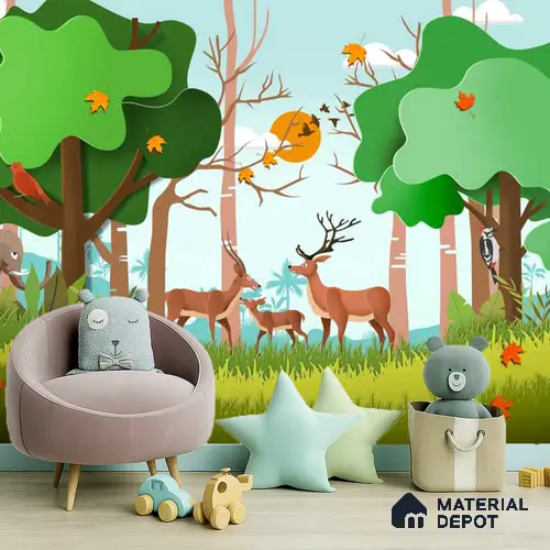 Quiet Hours in the Green Woods Topical Jungle | WP 04088 B Non Woven Matte Finish Nature Style Premium Customized size Wallpaper | 150 GSM WP01MTF Paper | (MOQ = 30 Sq. Ft.)