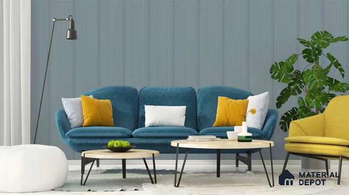 Grey Ribbed Plain Colour Louver PN 02733 B 8 ft x 12 inch Charcoal Panel - 7 mm | Suitable for Feature Wall, TV Unit & Living Room | Width is Subjected to 5% Variation