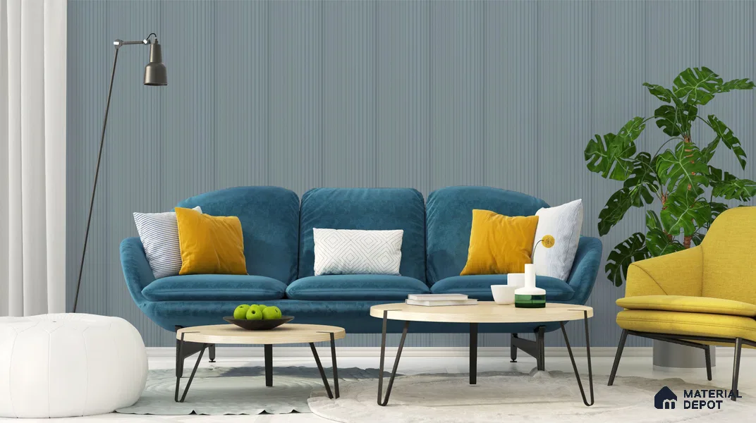 Grey Ribbed Plain Colour Louver PN 02733 B 8 ft x 12 inch Charcoal Panel - 7 mm | Suitable for Feature Wall, TV Unit & Living Room | Width is Subjected to 5% Variation