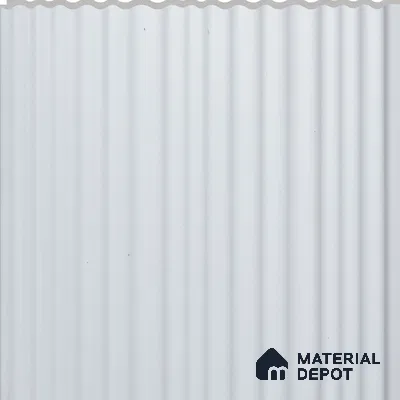 White Ribbed Plain Colour Louver PN 02733 F 8 ft x 12 inch Charcoal Panel - 7 mm | Suitable for Feature Wall, TV Unit & Living Room | Width is Subjected to 5% Variation