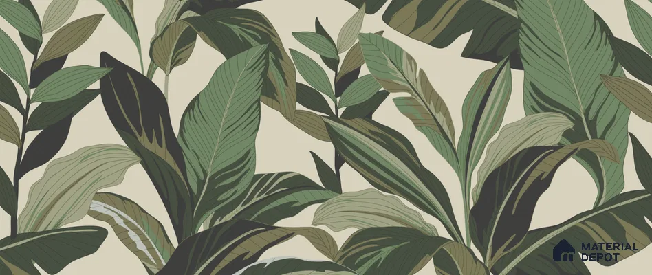 Modern Botanical Leaf Weave Leafy Hues Wall Art | WP 03952 B Canvas Texture Finish Tropical Style luxurious Customized size Wallpaper | 250 GSM WP01CNF Paper | (MOQ = 30 Sq. Ft.)