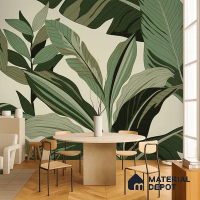 Modern Botanical Leaf Weave Leafy Hues Wall Art | WP 03952 B Canvas Texture Finish Tropical Style luxurious Customized size Wallpaper | 250 GSM WP01CNF Paper | (MOQ = 30 Sq. Ft.)