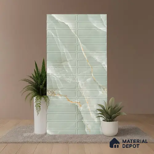 Faux Subway Wall Tile TL 08535 B | Subway Gress Mint 4 ft x 2 ft Dazel Punch Sugar Matte Finish Porcelain Tile - 9 mm | 3 Random Design | Suitable for Kitchen, Bathroom & Dining Area