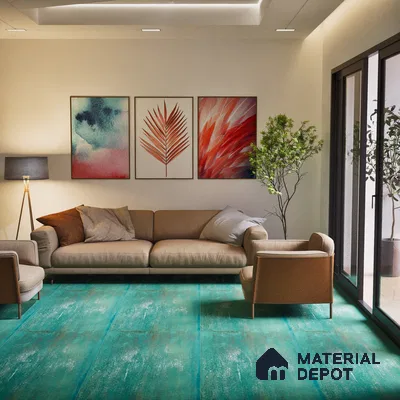 Metallic Floor & Wall Tile TL 06497 Ferro Mint 4 ft x 2 ft Vitrified Matte Finish - 9 mm | Suitable for Living Room, Bedroom, Kitchen & Bathroom (Sample)