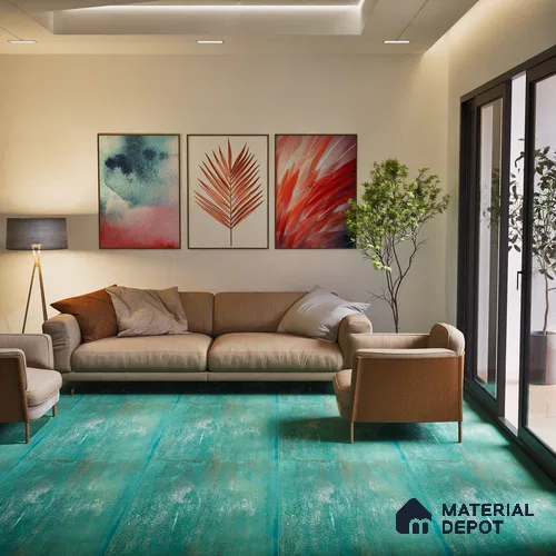 Metallic Floor & Wall Tile TL 06497 Ferro Mint 4 ft x 2 ft Vitrified Matte Finish - 9 mm | Suitable for Living Room, Bedroom, Kitchen & Bathroom