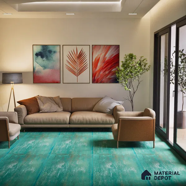 Metallic Floor & Wall Tile TL 06497 Ferro Mint 4 ft x 2 ft Vitrified Matte Finish - 9 mm | Suitable for Living Room, Bedroom, Kitchen & Bathroom (Sample)
