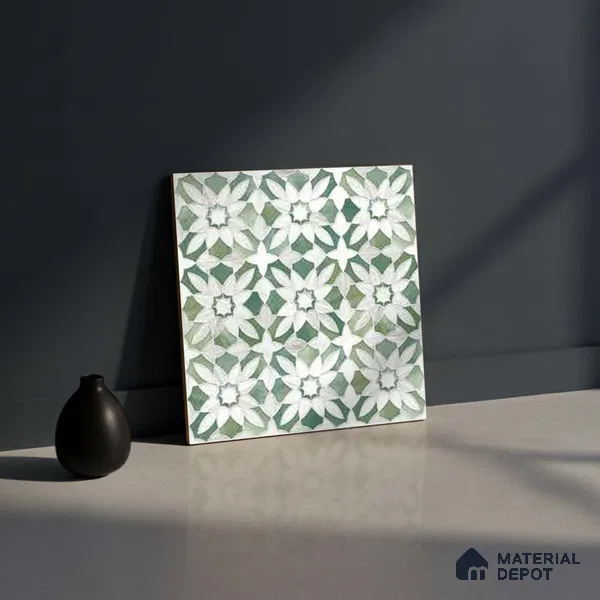 Moroccan Wall Tile TL 10025 | CRV-63 | 1 ft x 1 ft Matte Finish Ceramic Tile - 10 mm | Suitable for Bathroom, Kitchen, Balcony | Please Expect a Slight Variation of Pattern