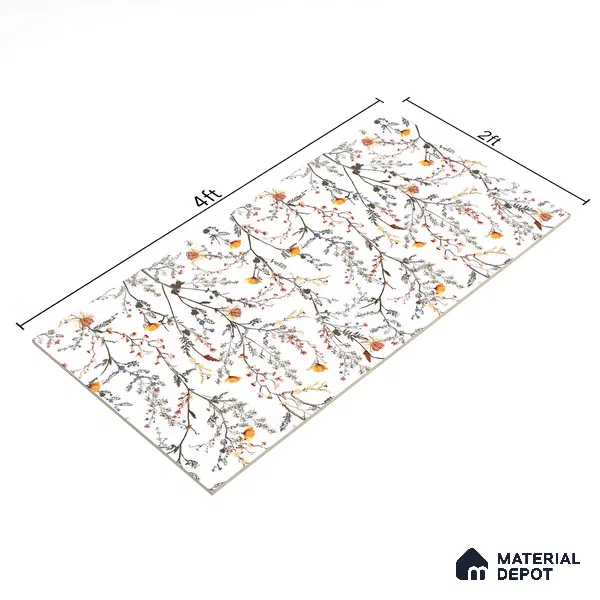 Floral Look Wall Tile TL 06517 C CR Multi Decor 04 4 ft x 2 ft Vitrified Matte Finish Tile - 9 mm | Suitable for Living Room, Bedroom, Bathroom, Dining (Sample)