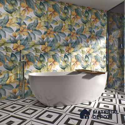 Tropical Look Wall Tile TL 06517 E CR Multi Decor 07 4 ft x 2 ft Vitrified Matte Finish Tile - 9 mm | Suitable for Living Room, Bedroom, Bathroom, Dining (Sample)