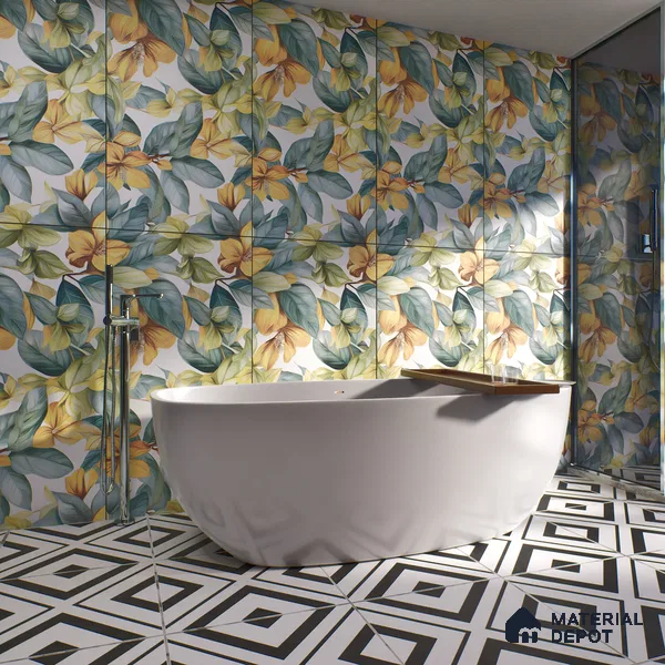 Tropical Look Wall Tile TL 06517 E CR Multi Decor 07 4 ft x 2 ft Vitrified Matte Finish Tile - 9 mm | Suitable for Living Room, Bedroom, Bathroom, Dining (Sample)