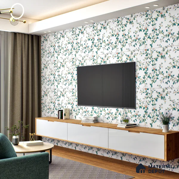 Floral Look Wall Tile TL 06517 G CR Multi Decor 09 4 ft x 2 ft Vitrified Matte Finish Tile - 9 mm | Suitable for Living Room, Bedroom, Bathroom, Dining (Sample)