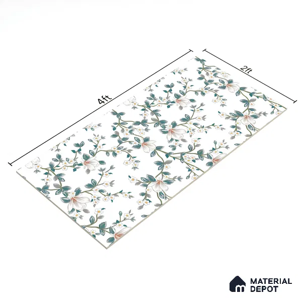 Floral Look Wall Tile TL 06517 G CR Multi Decor 09 4 ft x 2 ft Vitrified Matte Finish Tile - 9 mm | Suitable for Living Room, Bedroom, Bathroom, Dining (Sample)