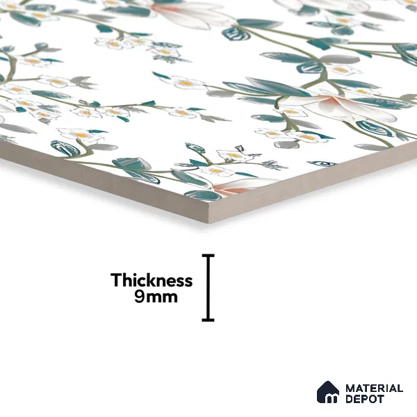 Floral Look Wall Tile TL 06517 G CR Multi Decor 09 4 ft x 2 ft Vitrified Matte Finish Tile - 9 mm | Suitable for Living Room, Bedroom, Bathroom, Dining (Sample)