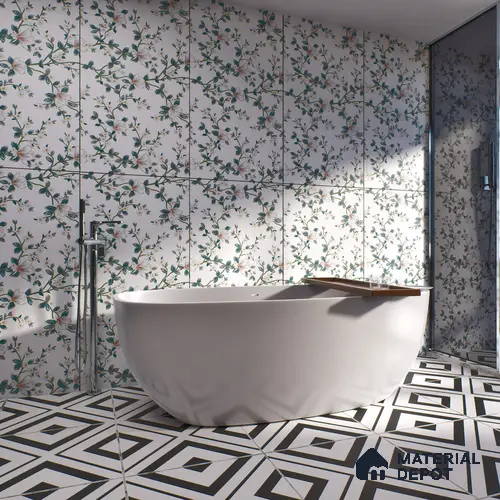 Floral Look Wall Tile TL 06517 G CR Multi Decor 09 4 ft x 2 ft Vitrified Matte Finish Tile - 9 mm | Suitable for Living Room, Bedroom, Bathroom, Dining
