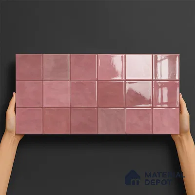 Highlighter Wall Tile TL 06554 F Dove Pink Decor 2 ft x 1 ft Ceramic Glossy Finish - 8 mm | Suitable for Living Room, Kitchen & Bathroom (Sample)