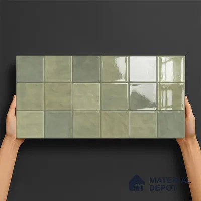 Highlighter Wall Tile TL 06554 Dove Green Decor 2 ft x 1 ft Ceramic Glossy Finish - 8 mm | Suitable for Living Room, Kitchen & Bathroom (Sample)