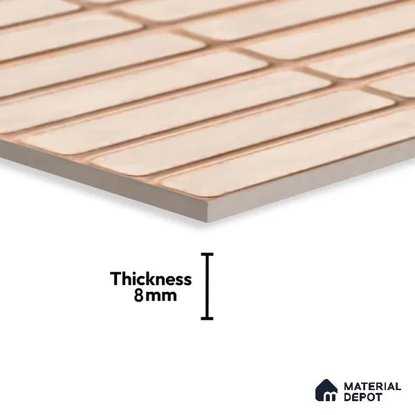Subway Wall Tile TL 06543 D Mitica Beige 2 ft x 1 ft Ceramic Matte Finish - 8 mm | Suitable for Kitchen & Bathroom | Please Expect a Slight Variation of Pattern