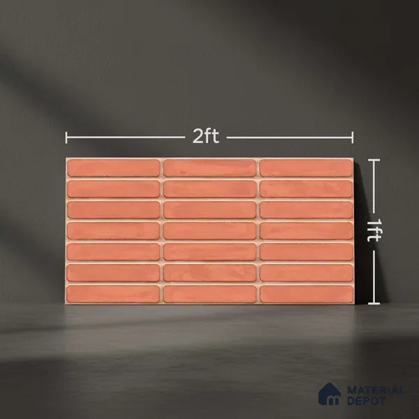 Subway Wall Tile TL 06543 E Mitica Red 2 ft x 1 ft Ceramic Matte Finish - 8 mm | Suitable for Kitchen & Bathroom | Please Expect a Slight Variation of Pattern