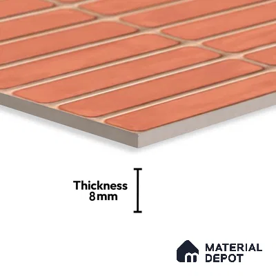 Subway Wall Tile TL 06543 E Mitica Red 2 ft x 1 ft Ceramic Matte Finish - 8 mm | Suitable for Kitchen & Bathroom | Please Expect a Slight Variation of Pattern