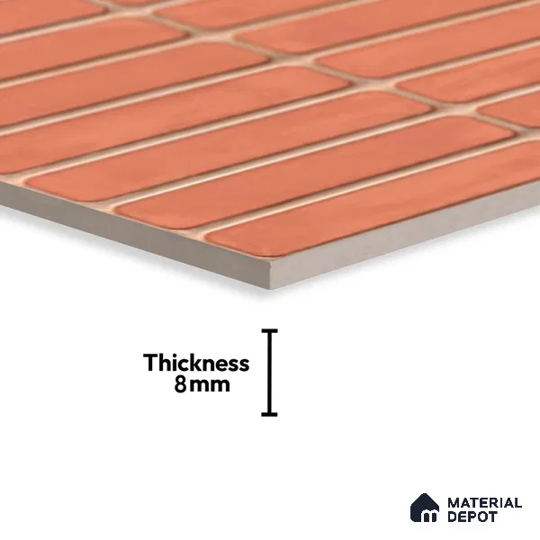 Subway Wall Tile TL 06543 E Mitica Red 2 ft x 1 ft Ceramic Matte Finish - 8 mm | Suitable for Kitchen & Bathroom | Please Expect a Slight Variation of Pattern
