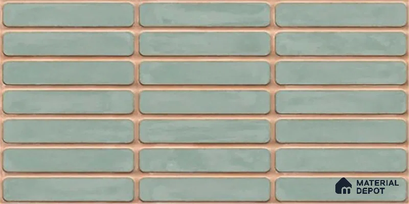 Subway Wall Tile TL 06543 Mitica Green 2 ft x 1 ft Ceramic Matte Finish - 8 mm | Suitable for Kitchen & Bathroom | Please Expect a Slight Variation of Pattern