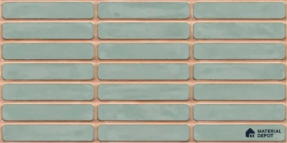 Subway Wall Tile TL 06543 Mitica Green 2 ft x 1 ft Ceramic Matte Finish - 8 mm | Suitable for Kitchen & Bathroom | Please Expect a Slight Variation of Pattern