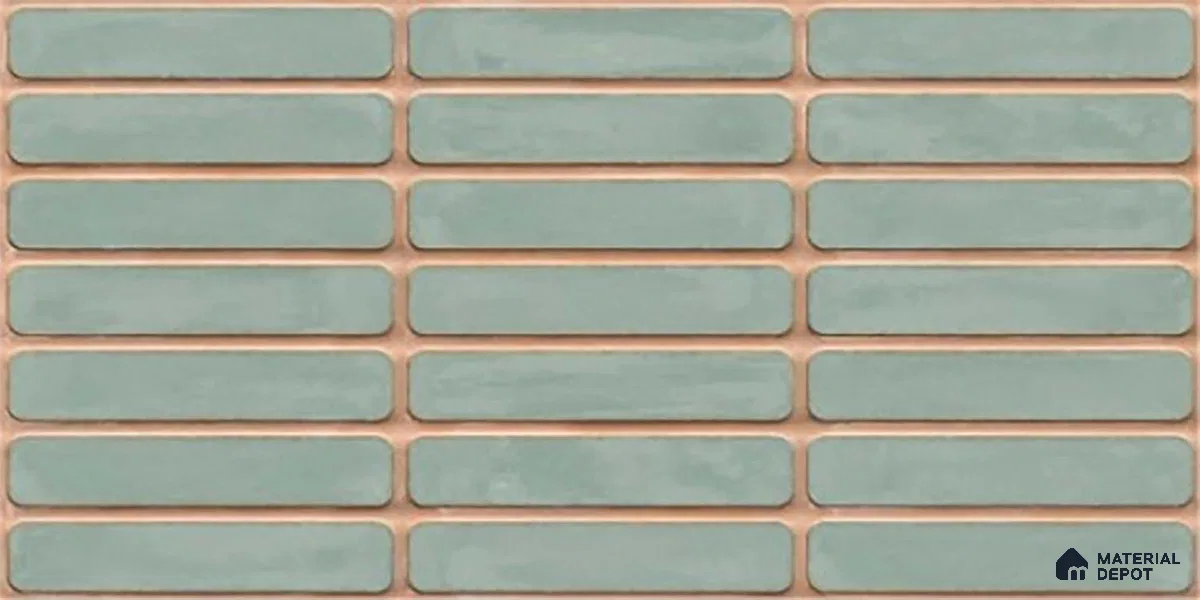 Subway Wall Tile TL 06543 Mitica Green 2 ft x 1 ft Ceramic Matte Finish - 8 mm | Suitable for Kitchen & Bathroom | Please Expect a Slight Variation of Pattern