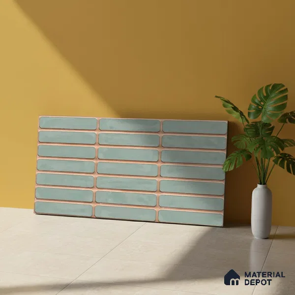 Subway Wall Tile TL 06543 Mitica Green 2 ft x 1 ft Ceramic Matte Finish - 8 mm | Suitable for Kitchen & Bathroom | Please Expect a Slight Variation of Pattern