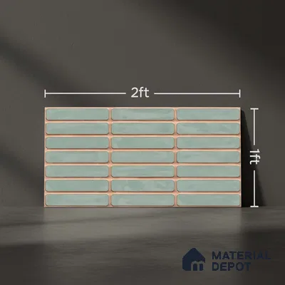 Subway Wall Tile TL 06543 Mitica Green 2 ft x 1 ft Ceramic Matte Finish - 8 mm | Suitable for Kitchen & Bathroom | Please Expect a Slight Variation of Pattern