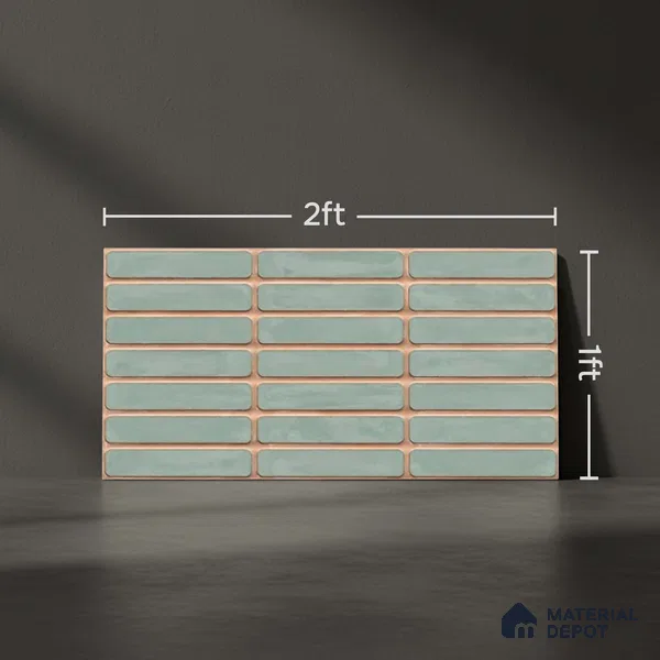 Subway Wall Tile TL 06543 Mitica Green 2 ft x 1 ft Ceramic Matte Finish - 8 mm | Suitable for Kitchen & Bathroom | Please Expect a Slight Variation of Pattern