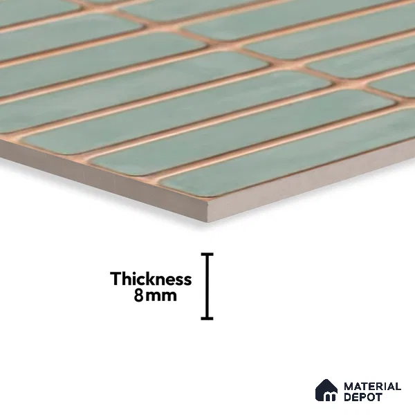 Subway Wall Tile TL 06543 Mitica Green 2 ft x 1 ft Ceramic Matte Finish - 8 mm | Suitable for Kitchen & Bathroom | Please Expect a Slight Variation of Pattern