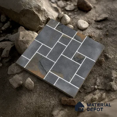 Budget Friendly Stone Look Value for Money Parking Grey Floor Tile 16 x 16 inch | TL 00601 | Vitrified Matte Finish Tile - 12 mm | Suitable For Parking, Outdoor, Balcony & Terrace | Pattern Alignment May Vary | 2-3 mm Spacer is Mandatory