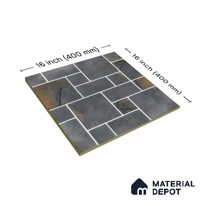 Budget Friendly Stone Look Value for Money Parking Grey Floor Tile 16 x 16 inch | TL 00601 | Vitrified Matte Finish Tile - 12 mm | Suitable For Parking, Outdoor, Balcony & Terrace | Pattern Alignment May Vary | 2-3 mm Spacer is Mandatory