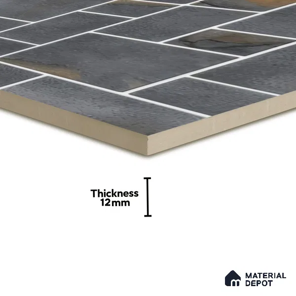 Budget Friendly Stone Look Value for Money Parking Grey Floor Tile 16 x 16 inch | TL 00601 | Vitrified Matte Finish Tile - 12 mm | Suitable For Parking, Outdoor, Balcony & Terrace | Pattern Alignment May Vary | 2-3 mm Spacer is Mandatory