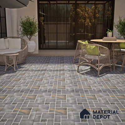 Budget Friendly Stone Look Value for Money Parking Grey Floor Tile 16 x 16 inch | TL 00601 | Vitrified Matte Finish Tile - 12 mm | Suitable For Parking, Outdoor, Balcony & Terrace | Pattern Alignment May Vary | 2-3 mm Spacer is Mandatory