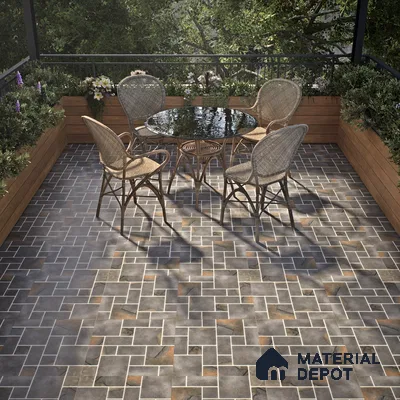 Budget Friendly Stone Look Value for Money Parking Grey Floor Tile 16 x 16 inch | TL 00601 | Vitrified Matte Finish Tile - 12 mm | Suitable For Parking, Outdoor, Balcony & Terrace | Pattern Alignment May Vary | 2-3 mm Spacer is Mandatory