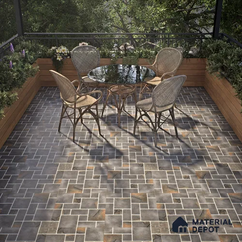 Budget Friendly Stone Look Value for Money Parking Grey Floor Tile 16 x 16 inch | TL 00601 | Vitrified Matte Finish Tile - 12 mm | Suitable For Parking, Outdoor, Balcony & Terrace | Pattern Alignment May Vary | 2-3 mm Spacer is Mandatory