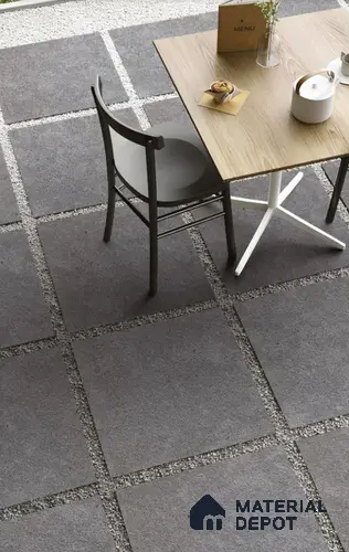 TL 02318 Grey 2 ft x 2 ft Random Face Rustic Matte Finish Vitrified Full Body Floor Tile - 15 mm