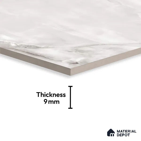 TL 00350 Grey 6 ft x 4 ft Glossy Finish Endless Vitrified Wall & Floor Tile - 9 mm | Adhesive and Spacers Must be Used During Installation