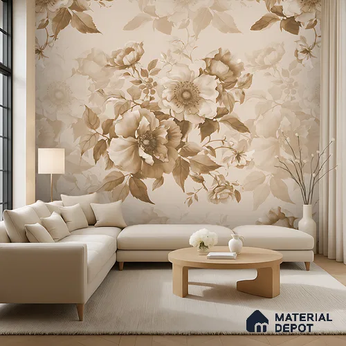 Heritage Bloom Bright Yellow Sunflower Field | WP 04131 B Non Woven Matte Finish Florals Style Premium Customized size Wallpaper | 150 GSM WP01MTF Paper | (MOQ = 30 Sq. Ft.) | Design change not possible
