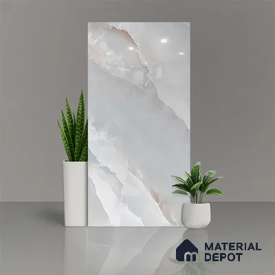 Marble Floor & Wall Tile TL 05569 Grey Carvista 4 ft x 2 ft Glossy Finish Vitrified Tile - 9 mm (Random 3)