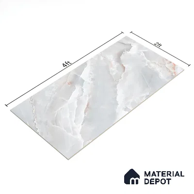 Marble Floor & Wall Tile TL 05569 Grey Carvista 4 ft x 2 ft Glossy Finish Vitrified Tile - 9 mm (Random 3)